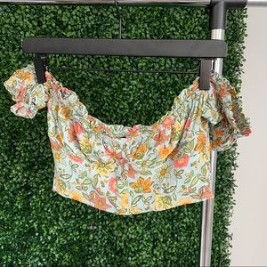 Off-the-shoulder Floral Crop Top